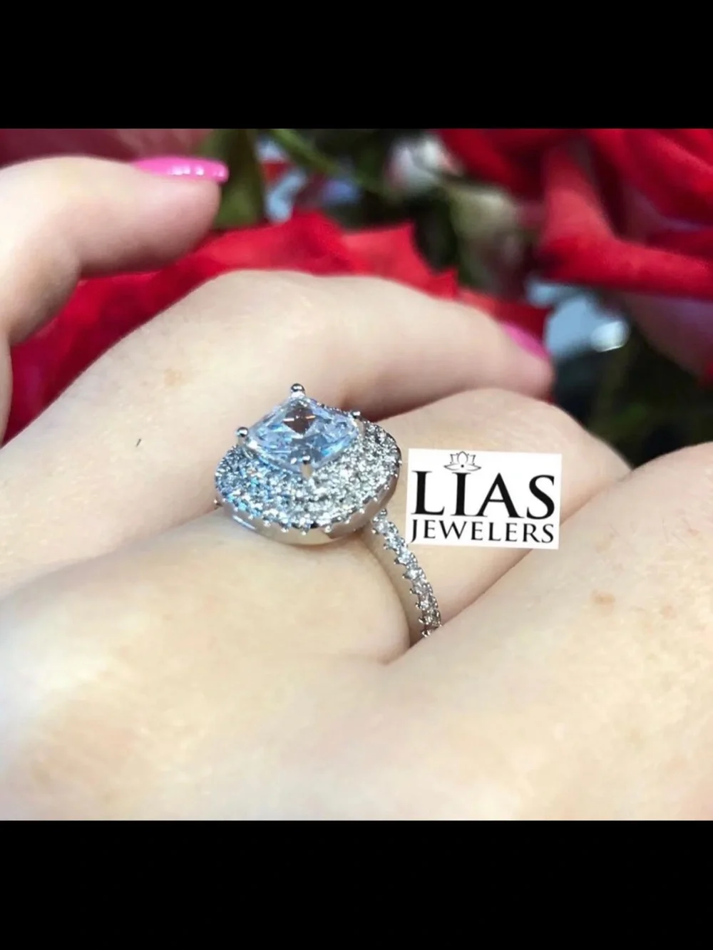 New 18k white gold engagement ring